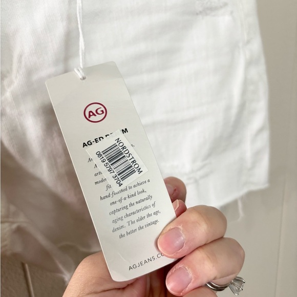 AG Adriano Goldschmied white Hailey cut off ex boyfriend shorts size 27 new - Picture 7 of 10